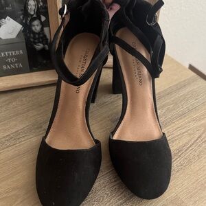 Christian Siriano Black Ankle Strap Heels